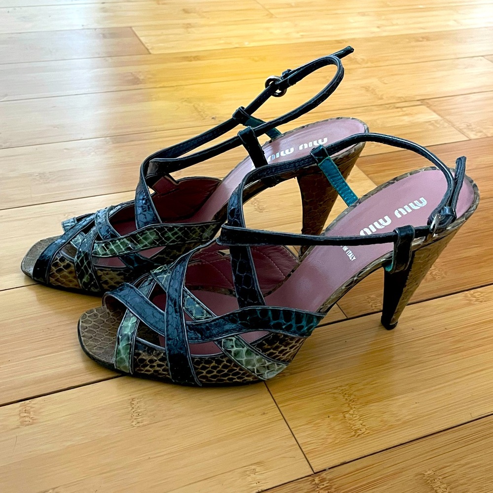 Miu Miu- Strappy Peep Toe Heeled Sandals